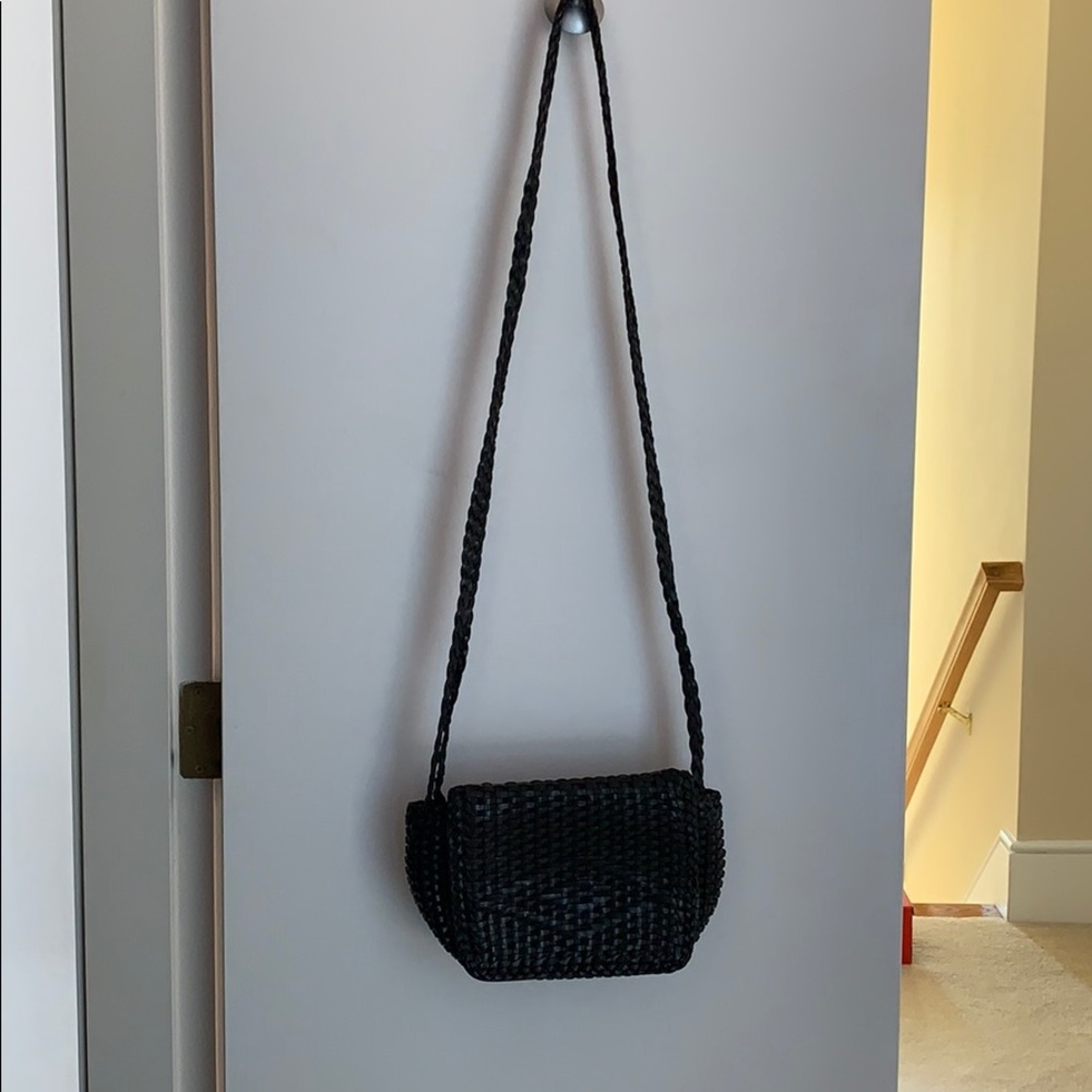 Di Vecchi Black shoulder bag, woven leather